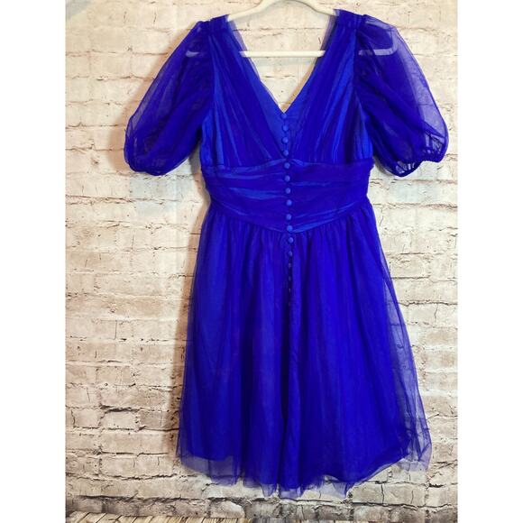 Wayward Fancies eShakti Dress Womens Medium Cobalt Mesh Dark Romantic Boho - Picture 1 of 16
